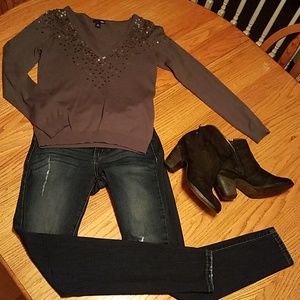 H&M gray sequin sweater